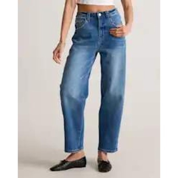 Quince Denim - Quince Bella Stretch Barrel Jeans Atlantic Blue 32 Organic Cotton 28 Inseam